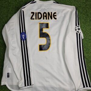 Zidane Real Madrid 2003 2004 UEFA Long Sleeve Soccer Jersey Shirt XL SKU# 913869